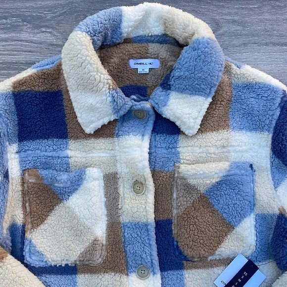 O'Neill Heath Plaid High Pile Fleece Jacket, winter white - Picture 4 of 13